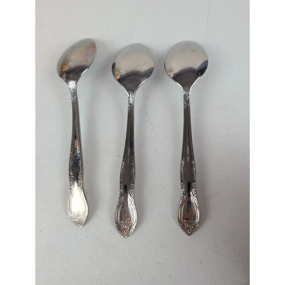 (3) Serving Spoons PINNA 18/0 Scroll Beaded Old World Design Replacement